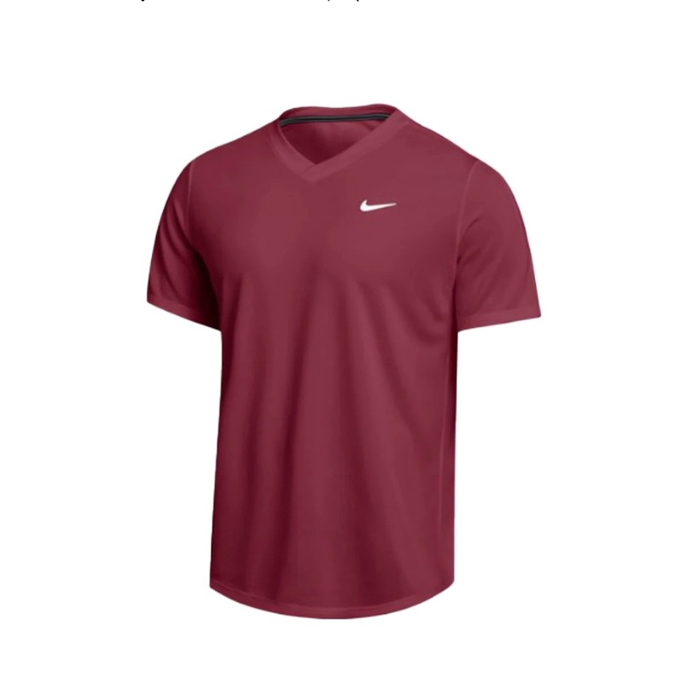 Nike Men's Court Dri-FIT Victory Top Size Medium in Maroon Red Color